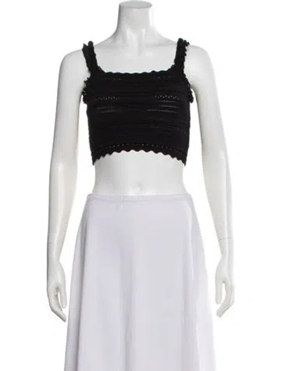 Pre-owned Sandro Square Neckline Sleeveless Crop Top In Black