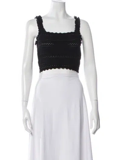 Pre-owned Sandro Square Neckline Sleeveless Crop Top In Black