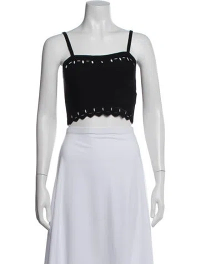 Pre-owned Sandro Square Neckline Sleeveless Crop Top In Black