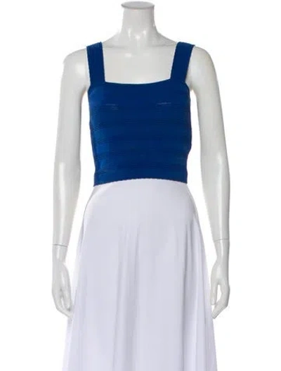 Pre-owned Sandro Square Neckline Sleeveless Crop Top In Blue