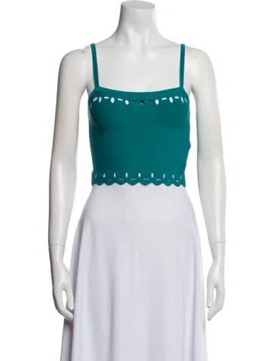Pre-owned Sandro Square Neckline Sleeveless Crop Top In Blue