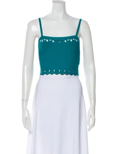 Pre-owned Sandro Square Neckline Sleeveless Crop Top In Blue