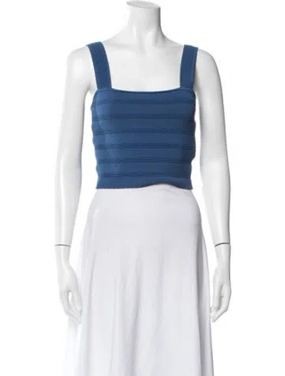 Pre-owned Sandro Square Neckline Sleeveless Crop Top In Blue