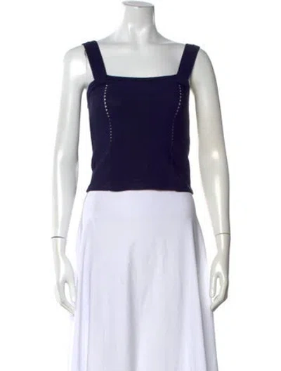 Pre-owned Sandro Square Neckline Sleeveless Crop Top In Blue