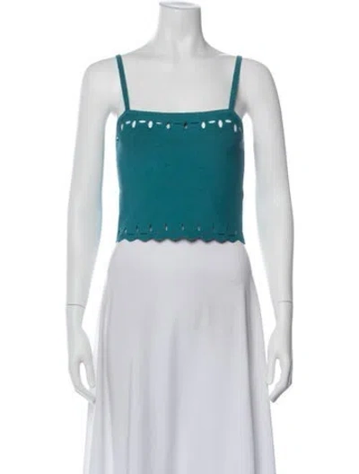 Pre-owned Sandro Square Neckline Sleeveless Crop Top In Blue