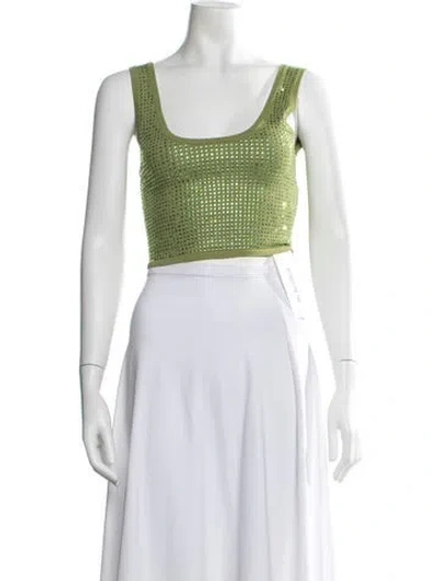 Pre-owned Sandro Square Neckline Sleeveless Crop Top In Green
