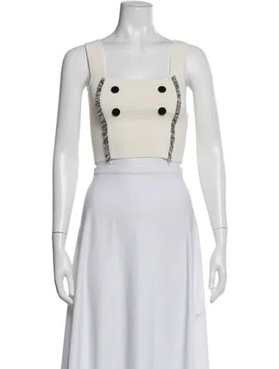 Pre-owned Sandro Square Neckline Sleeveless Crop Top In Neutral