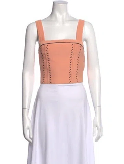 Pre-owned Sandro Square Neckline Sleeveless Crop Top In Orange