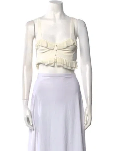 Pre-owned Sandro Square Neckline Sleeveless Crop Top In White