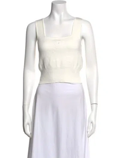 Pre-owned Sandro Square Neckline Sleeveless Crop Top In White