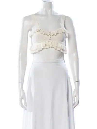 Pre-owned Sandro Square Neckline Sleeveless Crop Top In White