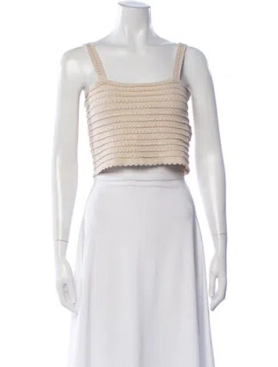 Pre-owned Sandro Square Neckline Sleeveless Crop Top In White