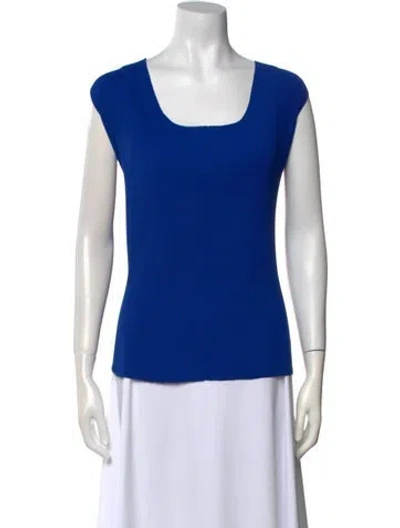 Pre-owned Sandro Square Neckline Sleeveless Top In Blue
