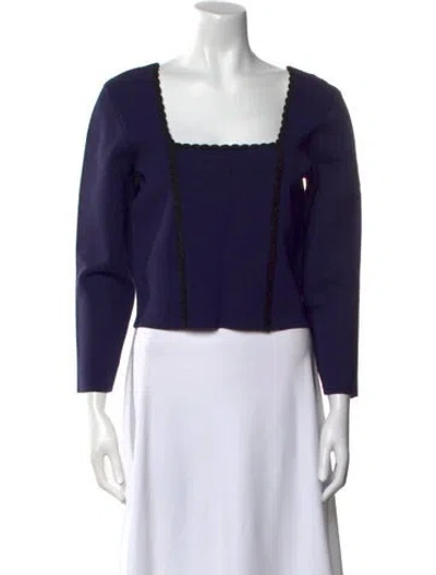 Pre-owned Sandro Square Neckline Three-quarter Sleeve Crop Top In Blue