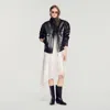 Sandro Standing Collar Leather Jacket In Black