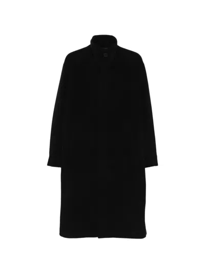 Sandro Stand-up Collar Buttoned Coat In Black