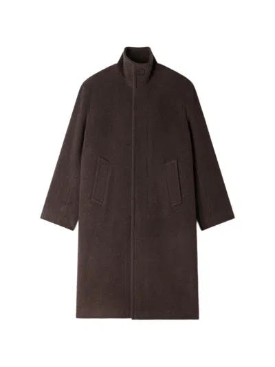 Sandro Stand-up Collar Overcoat In Brown