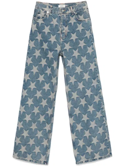 Sandro Starry Jacquard Jeans In Blue Jean