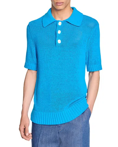 Sandro Stefano Polo Shirt In Azur
