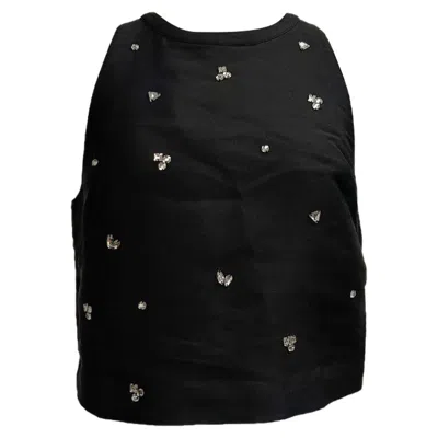 Sandro Storm Crystal-embellished Halterneck Top In Black Polyester