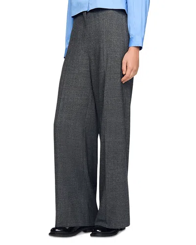 Sandro Straight And Wide Trousers In Gray