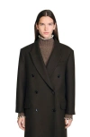 Sandro Straight Coat In Brown