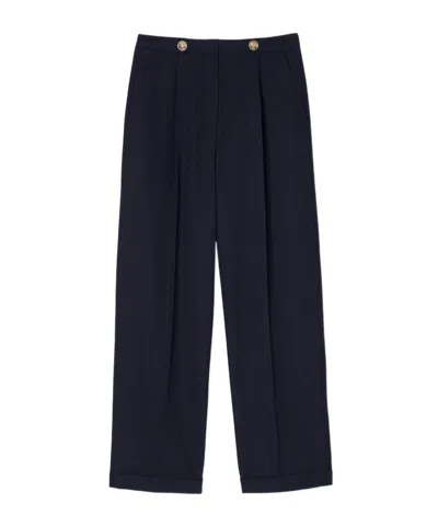 Sandro Straight-leg Casual Pants In Noir / Gris