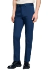 Sandro Formal Micro Wool Suit Trousers In Dark Navy