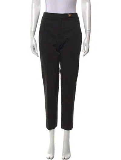 Pre-owned Sandro Straight Leg Pants In Black