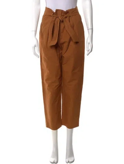 Pre-owned Sandro Straight Leg Pants In Brown