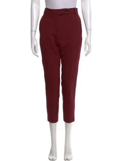 Pre-owned Sandro Straight Leg Pants In Burgundy