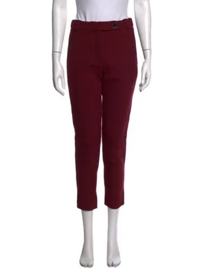 Pre-owned Sandro Straight Leg Pants In Burgundy