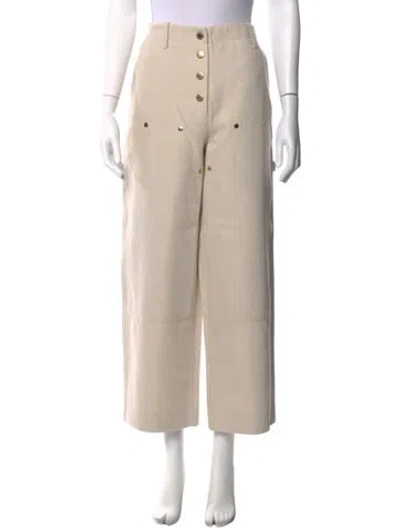 Pre-owned Sandro Straight Leg Pants In Neutrals