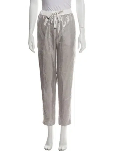 Pre-owned Sandro Straight Leg Pants In Silver