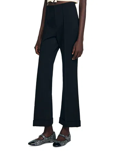 Sandro Straight Leg Trousers In Black