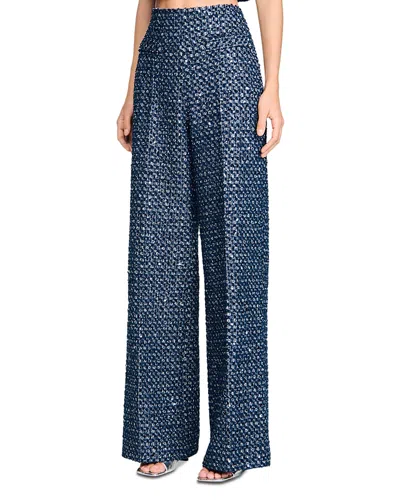 Sandro Straight Leg Trousers In Blue
