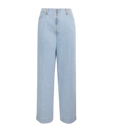 Sandro Straight S-detail Jeans In Blue