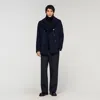 Sandro Straight-fit Wool-blend Coat In Blue