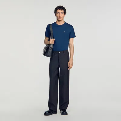 Sandro Straight-leg 5-pocket Trousers In Blue