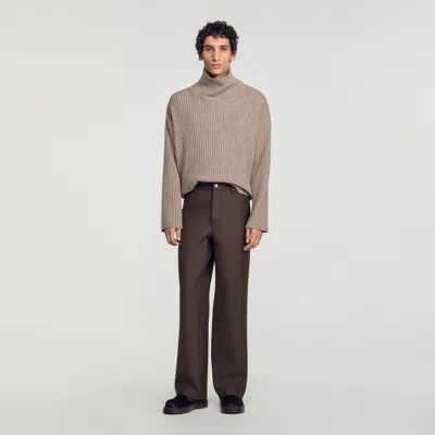 Sandro Straight-leg 5-pocket Trousers In Brown