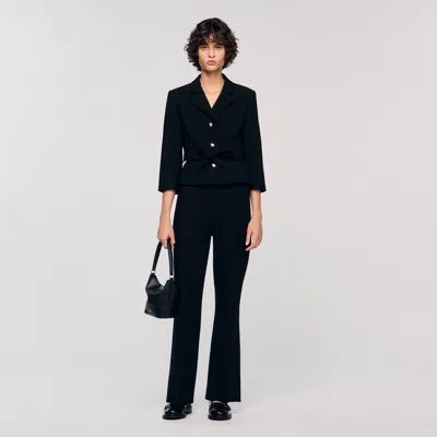 Sandro Straight-leg Buttoned Trouser In Black