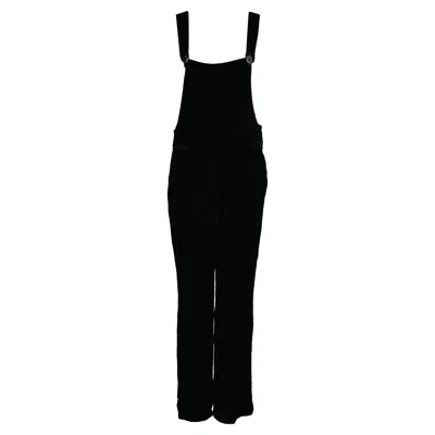 Sandro Straight-leg Overall Jumpsuit In Black Velvet