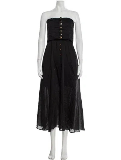 Pre-owned Sandro Strapless Midi Length Dress In Black