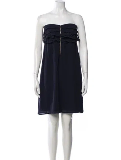Pre-owned Sandro Strapless Mini Dress In Blue