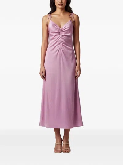 Pre-owned Sandro Strappy Ruched-detail Midi Dress In Purple