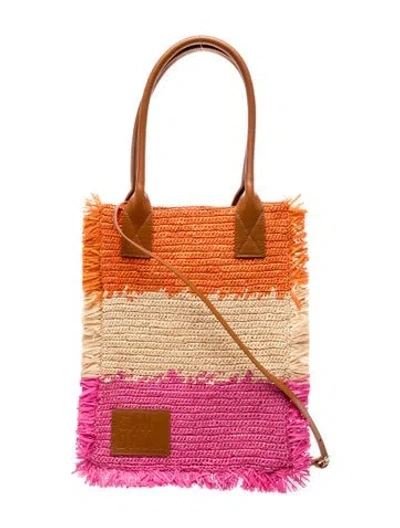 Pre-owned Sandro Straw Bucket Bag In Neutral