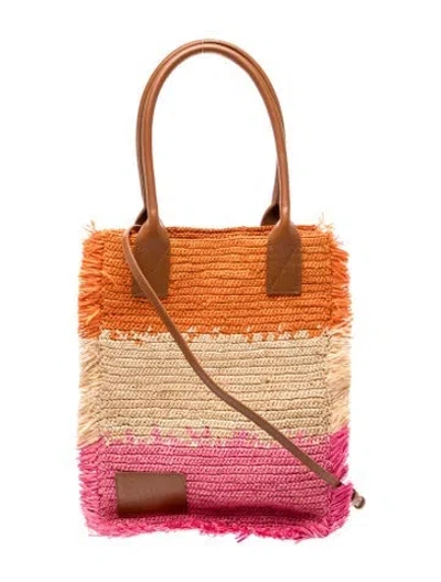 Pre-owned Sandro Straw Bucket Bag W/ Tags In Neutral