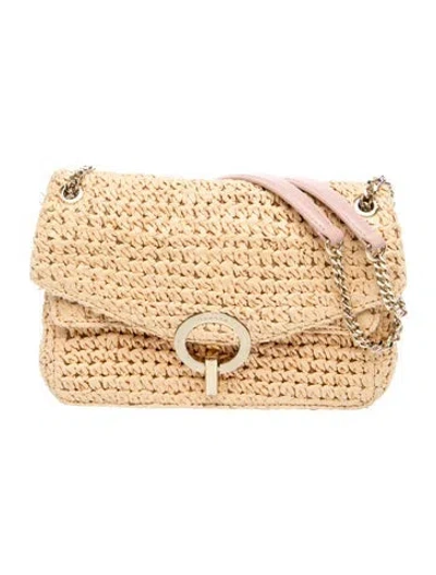 Pre-owned Sandro Straw Shoulder Bag In Neutral