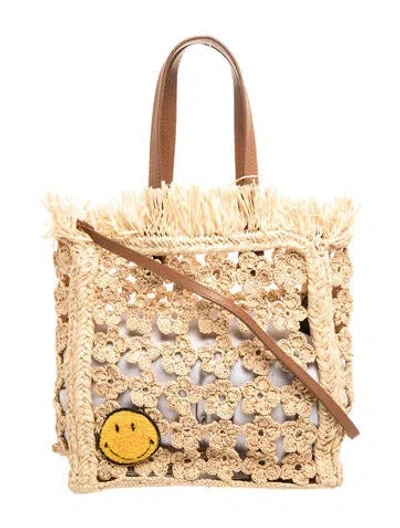 Pre-owned Sandro Straw Top Handle Bag In Neutrals