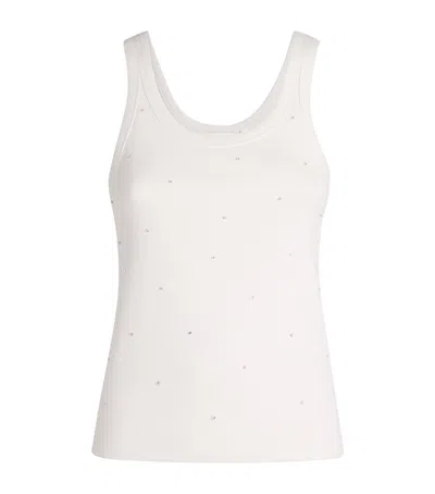 SANDRO STRETCH-COTTON DIAMANTÉ TANK TOP
